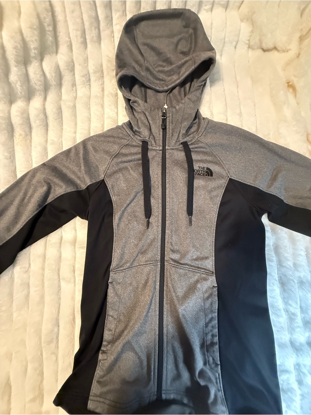 The North Face Gray and Black Hooded Zip Jacket